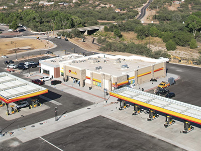 An aerial shot of Love's Travel Stop in Nogales, AZ
