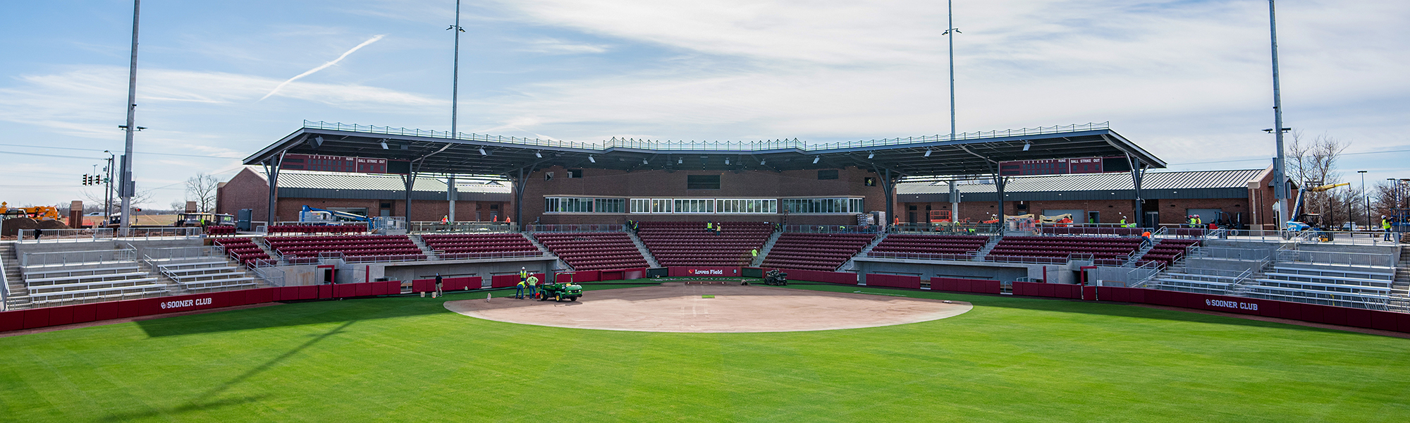 A photo of the grand stands and construction at Love's Field at the University of Oklahoma