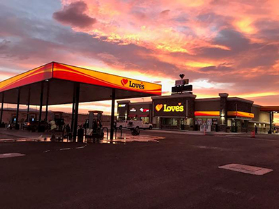 sunrise over loves truck stop milan new mexico