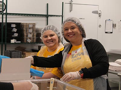 employees from loves working at regional food bank