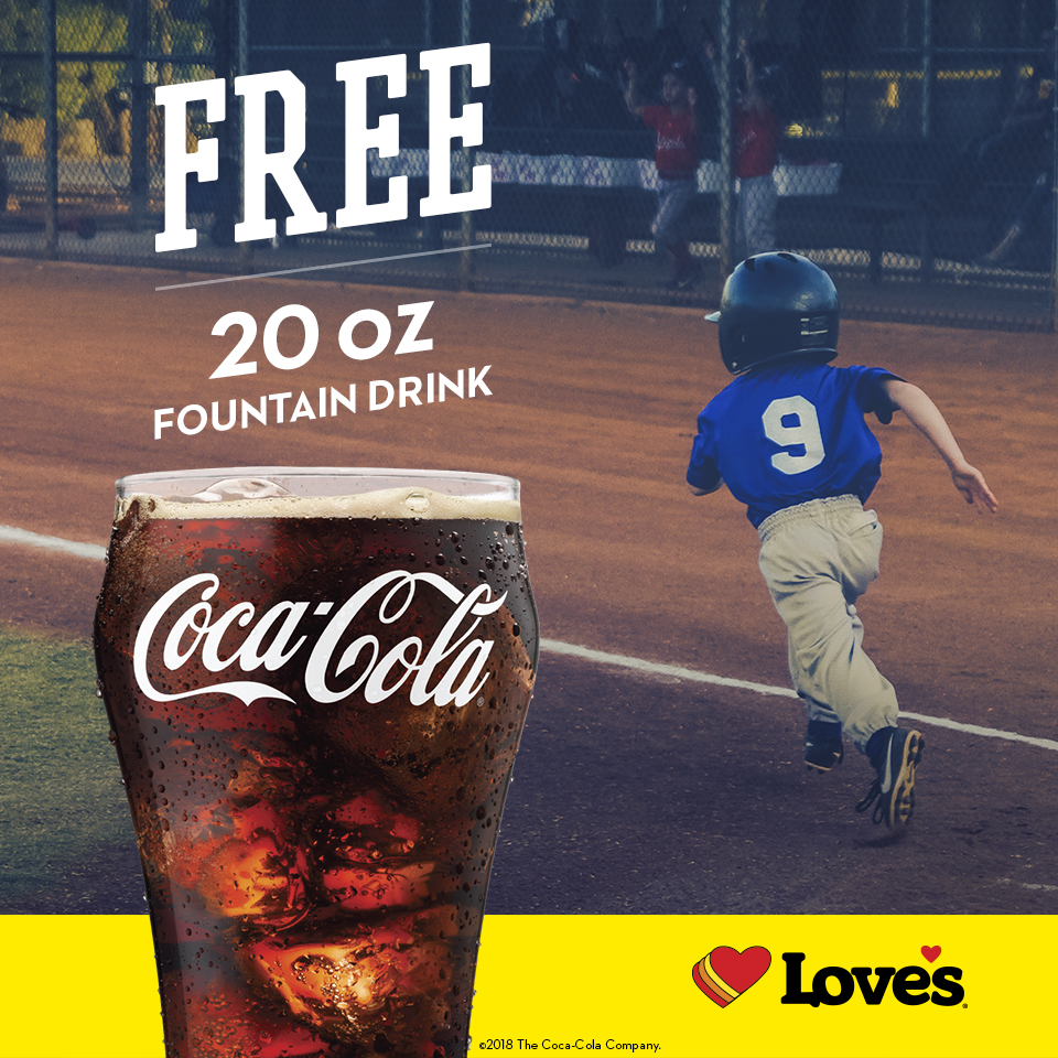 Get a free medium 20oz fountain drink at Love's