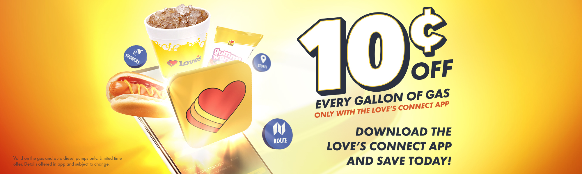 Save 10¢ on ever gallon of gas with the Love's Connect App