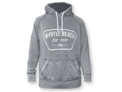 A grey Myrtle Beach hoodie