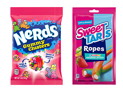 A pack of Nerds gummy crushers and SweetTarts ropes