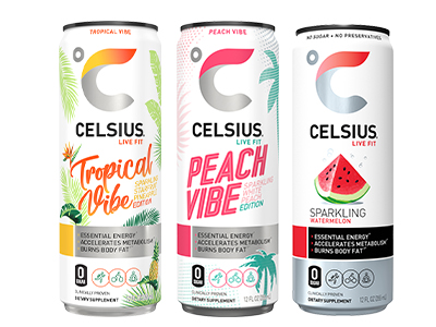 Three cans of Celsius Energy Drink