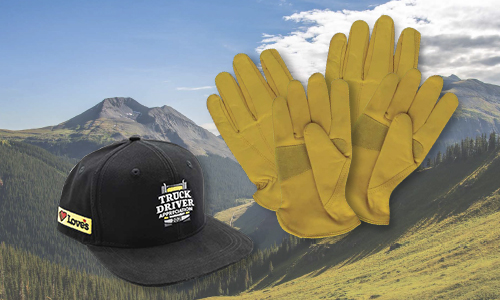 A photo of a hat and glove combo for Driver Appreciation Month