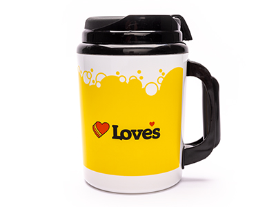 A 52oz Love's insulated mug
